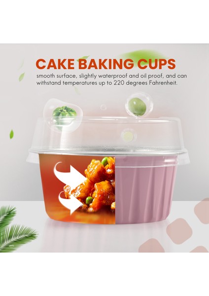 100 Adet 5 Oz 125 ml Tek Kullanımlık Kek Pişirme Kapları, Muffin Kalıpları, Kapaklı Kaplar, Alüminyum Folyo Kek Pişirme Kapları - Pembe (Yurt Dışından) fırsatları
