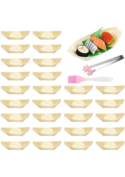 Set Yemek Kasesi, Cımbız ve Fırça ile Çam Ağacından Yapılmış 12 Cm/4 Inç Ahşap Kaseler, Tek Kullanımlık Sofra Takımı (Yurt Dışından)