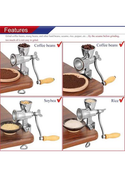 Manuel Tahıl Öğütücü El Kranklı Tahıl Değirmeni Paslanmaz Çelik Ev Mutfak Öğütme Aleti Kahve Mısır Pirinç Soya Fasulyesi (Yurt Dışından) modelleri
