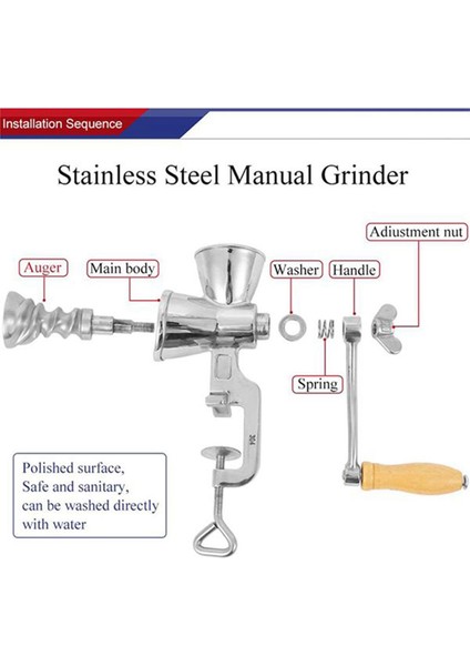 Manuel Tahıl Öğütücü El Kranklı Tahıl Değirmeni Paslanmaz Çelik Ev Mutfak Öğütme Aleti Kahve Mısır Pirinç Soya Fasulyesi (Yurt Dışından) fırsatları