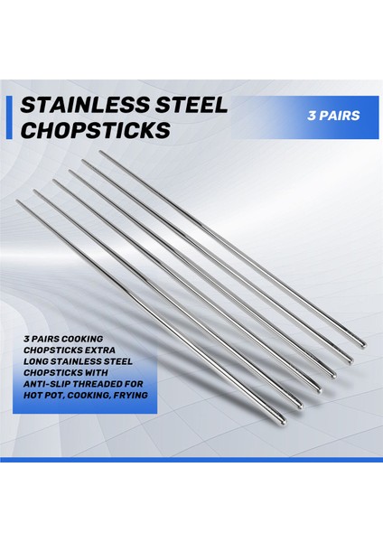 Çift Ekstra Uzun Paslanmaz Çelik Yemek Çubukları Kaymaz Dişli, Sıcak Tencere, Pişirme ve Kızartma Için (Yurt Dışından) fırsatları