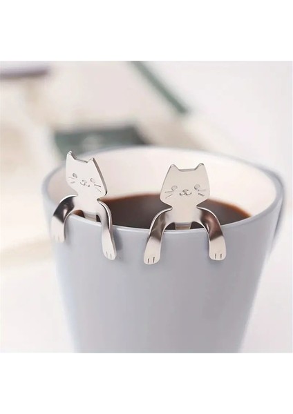 10 Adet Paslanmaz Çelik Kedi Kahve Kaşığı Mini Sevimli Kedi Modelleme Çay Kaşığı Dondurma Tatlı Kaşığı Mutfak Sofra Takımı Aletleri (Yurt Dışından) fırsatları