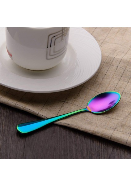 Gökkuşağı Renkli Çay Kaşıkları Kahve Kaşığı Mini Kek Kaşığı Paslanmaz Çelik 6 Parça Set (Kahve Kepçeleri) (Yurt Dışından) modelleri