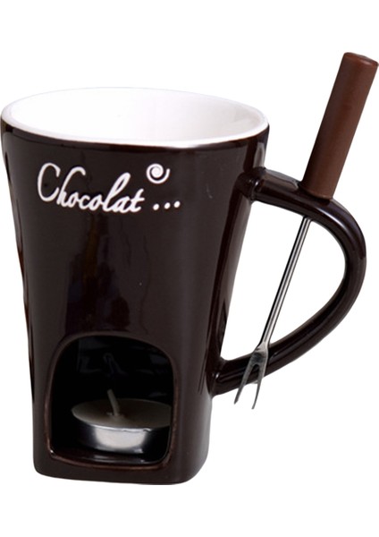 Fondü Kupa Seti Çikolata Peynir Süt Kreması Yapma Seti Tek Tereyağı Eritici Fırın Kabı Şamdan Kahverengi (Yurt Dışından)