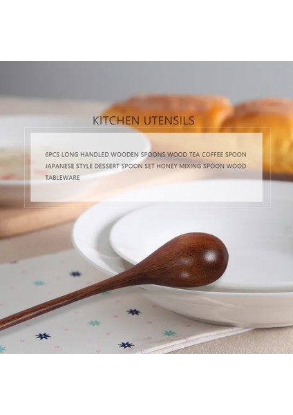 Adet Uzun Saplı Ahşap Kaşıklar Ahşap Çay Kahve Kaşığı Japon Tarzı Tatlı Kaşığı Seti Bal Karıştırma Kaşığı Ahşap Sofra Takımı (Yurt Dışından) indirimleri