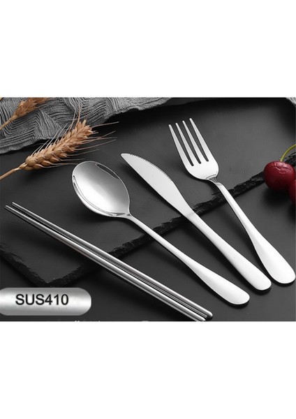 4 Parça Yemek Takımı Taşınabilir Paslanmaz Çelik Kaşık Çatal Biftek Bıçağı Seti Seyahat Çatal Bıçak Takımı Çantalı Kırmızı (Yurt Dışından) modelleri