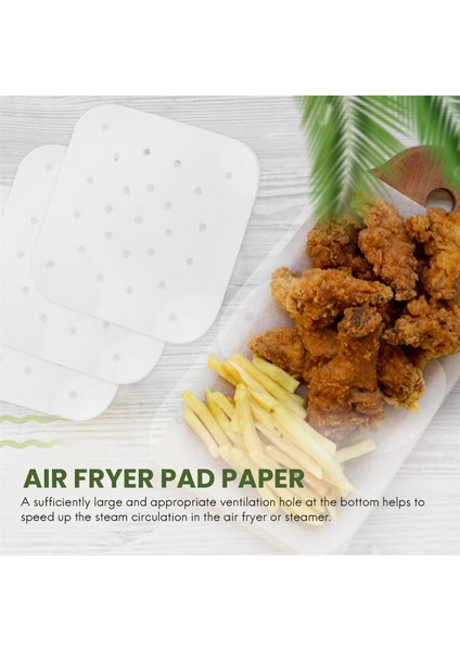 100 Adet Hava Fritözü Parşömen Kağıdı Delikli Ağartılmamış Kare Hava Fritözü Kaplamaları Buharlı Parşömen Kaplaması (Yurt Dışından)