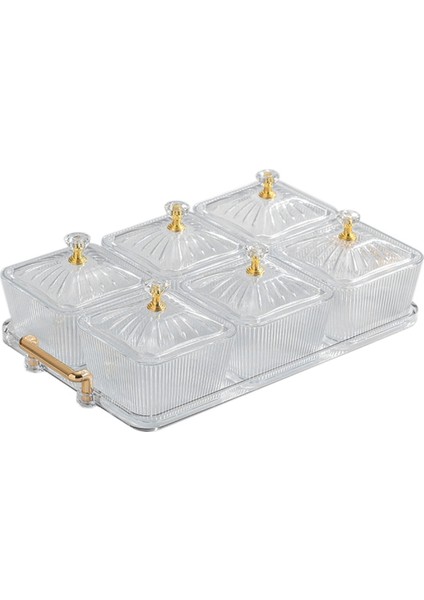 Kurutulmuş Meyve Atıştırmalık Servis Tabağı Meze Servis Tepsisi Çok Amaçlı 6 Kase Bölmeli Servis Kaseleri, Şeffaf-Beyaz (Yurt Dışından)