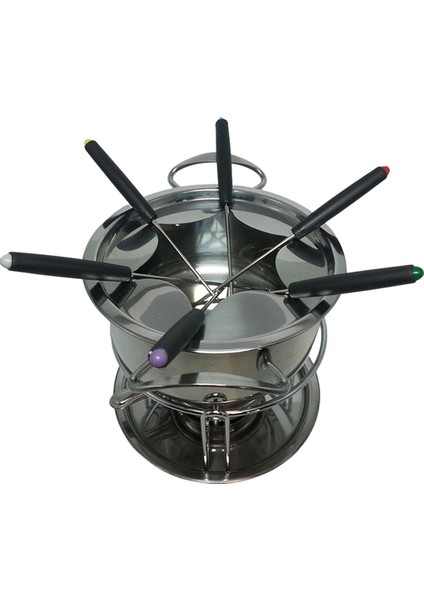 Fondü Potu Seti Çok Amaçlı Açık Hava Kampı Için 6 Çubuklu Paslanmaz Çelik Çikolatalı Peynir Fondü Potu (Yurt Dışından)
