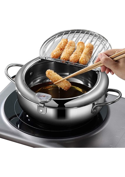 Kızartma Tavaları 304 Paslanmaz Çelik Tencere Japon Derin Kızartma Makinesi Mutfak Derin Kızartma Tencereleri Yağsız Sıcaklık Kontrolü Tencere (Yurt Dışından) indirimleri