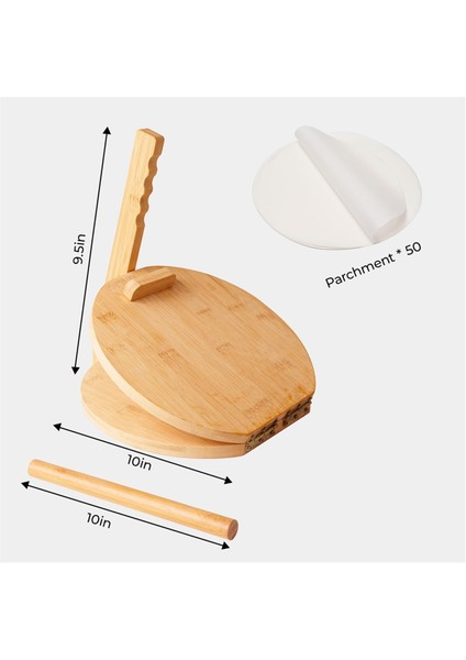 Ahşap Tortilla Presi 10 Inç Ahşap Tortilla Presi Makinesi, Oklava ve 50 Adet Parşömen Kağıdı Ile, Ev Yapımı Için (Yurt Dışından) modelleri