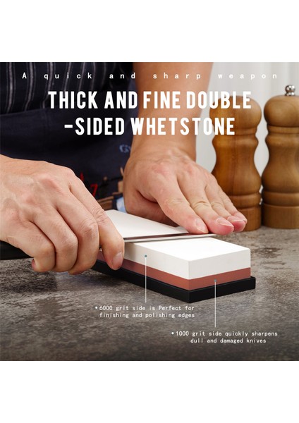 Bileme Taşı, 1000/6000 Grit Bileme Taşı, Kaymaz Silikon Taban ve Açı Kılavuzu ile 2'si 1 Arada Çift Taraflı Bıçak Bileyici (Yurt Dışından) fırsatları