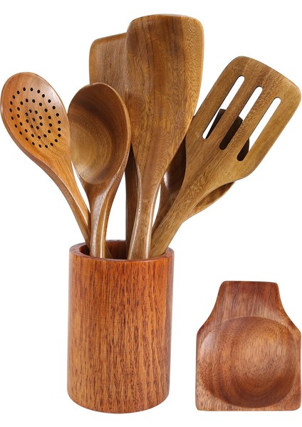 Parça Ahşap Yemek Kaşıkları, Yemek Pişirmek Için Ahşap Gereçler ve Gereç Tutucu, Tik Ağacından Mutfak Gereçleri Seti (Yurt Dışından) fiyatları