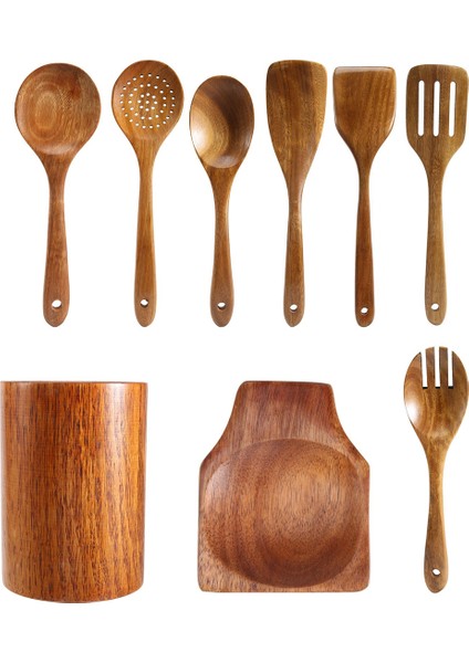 Parça Ahşap Yemek Kaşıkları, Yemek Pişirmek Için Ahşap Gereçler ve Gereç Tutucu, Tik Ağacından Mutfak Gereçleri Seti (Yurt Dışından) modelleri