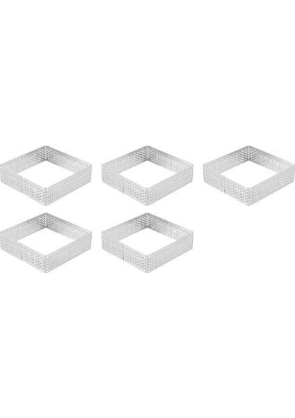 Delikli Tart Halkası Paslanmaz Çelik Tartlet Kalıpları Kare Şekilli Kalıp Kek Çemberi Fransız Pasta Pişirme Aracı, 5'li Paket (Yurt Dışından) fiyatları