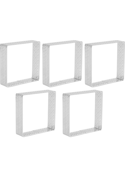 Delikli Tart Halkası Paslanmaz Çelik Tartlet Kalıpları Kare Şekilli Kalıp Kek Çemberi Fransız Pasta Pişirme Aracı, 5'li Paket (Yurt Dışından) modelleri