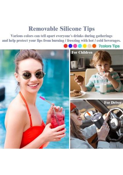 Set - Paslanmaz Çelik Pipet Seti Silikon Ağızlı Taşınabilir Metal Pipet Fırçası, Altın (Yurt Dışından) indirimleri