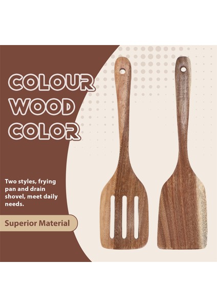 Musowood Tik Masif Ahşap Spatula Yapışmaz Tava Kızartma Spatulası Için Özel Pişirme Spatulası Delikli Spatula Mutfak Spatulası (Yurt Dışından) fırsatları
