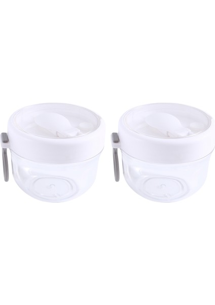 Kapaklı ve Kaşıklı Gece Boyu Yulaf Kapları 2 Adet, 20 Oz Taşınabilir Plastik Yoğurt Kavanozları, Sızdırmaz Tatlı Kapları Beyaz (Yurt Dışından)