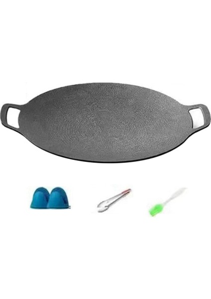 32 cm Açık Hava Kamp Izgara Plakası Yapışmaz Kore Barbekü Plakası Barbekü Et Tenceresi Düz (Yurt Dışından)