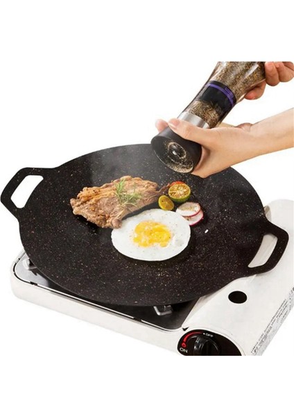 32 cm Açık Hava Kamp Izgara Plakası Yapışmaz Kore Barbekü Plakası Barbekü Et Tenceresi Düz (Yurt Dışından) indirimleri