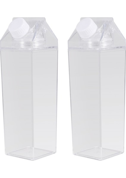 2 Adet Şeffaf Kare Süt Suyu Şişesi Taşınabilir Plastik Bardak Süt Kartonu Su Şişesi Açık Kamp Içme Bardağı B (Yurt Dışından)