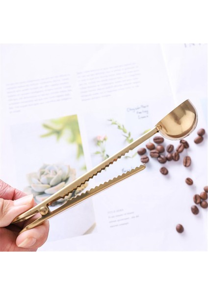 2'si 1 Arada Kahve Kaşığı, Kahve Tozu Ölçü Kaşığı, Sızdırmazlık Klipsli Çay Süt Tozu Kaşığı, Kahve Aksesuarları, Altın (Yurt Dışından) modelleri