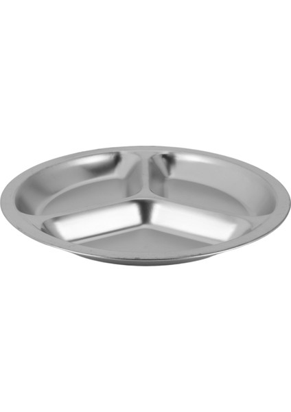 Paslanmaz Çelik 3 Bölmeli Yuvarlak Bölmeli Tabak Atıştırmalık Yemek Tabağı Çapı 24CM (Yurt Dışından) indirimleri