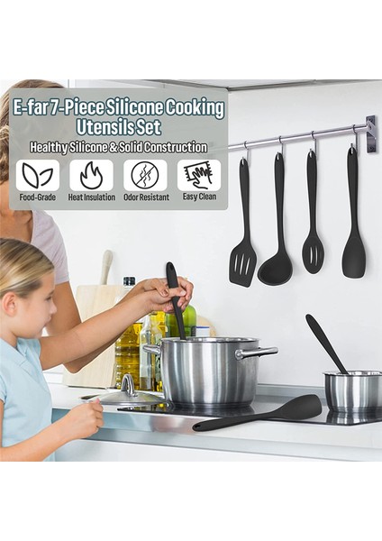 Silikon Pişirme Gereçleri Seti, 6 Parça Siyah Isıya Dayanıklı Mutfak Gereçleri Seti, Yapışmaz Mutfak Aletleri, Spatula, Kepçe, Kaşık (Yurt Dışından) fiyatları