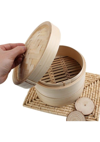 Bambu Buharlı Pişirici 2 Katlı 8 Inç Dim Sum Sepetli Pirinç Makarna Pişirici Seti Kapaklı Sebzeler Için Buharlı Sepet (Yurt Dışından) modelleri