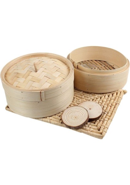 Bambu Buharlı Pişirici 2 Katlı 8 Inç Dim Sum Sepetli Pirinç Makarna Pişirici Seti Kapaklı Sebzeler Için Buharlı Sepet (Yurt Dışından) fırsatları