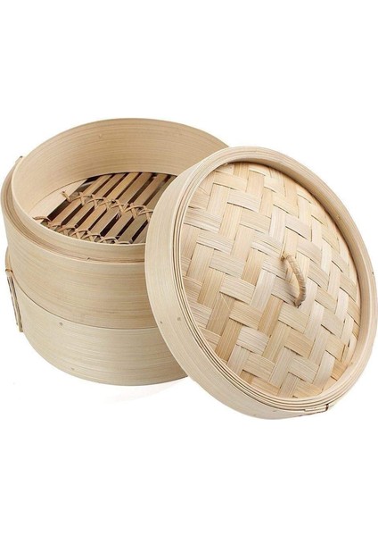 Bambu Buharlı Pişirici 2 Katlı 8 Inç Dim Sum Sepetli Pirinç Makarna Pişirici Seti Kapaklı Sebzeler Için Buharlı Sepet (Yurt Dışından) indirimleri