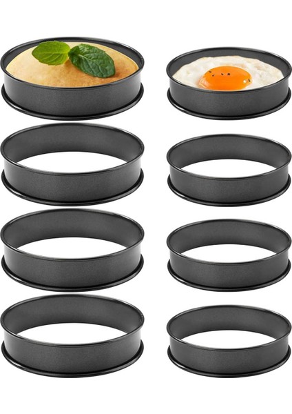 8'li Paket Yapışmaz Ingiliz Muffin Halkaları - Muffinler ve Krepler Için Paslanmaz Çelik Çift Açılmış Tart Halkaları (Yurt Dışından)