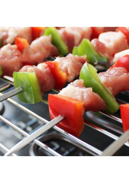 Kebap Barbekü Paslanmaz Çelik Şişler Ahşap Saplı Düz Yeniden Kullanılabilir Metal Şiş Çubukları Saklama Çantası ile 6 Adet (Yurt Dışından) indirimleri