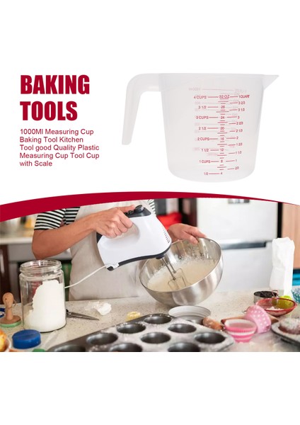1000 ml Ölçü Kabı Pişirme Aleti Mutfak Aleti Yüksek Kaliteli Plastik Ölçü Kabı Ölçekli Alet Kabı (Yurt Dışından) fırsatları