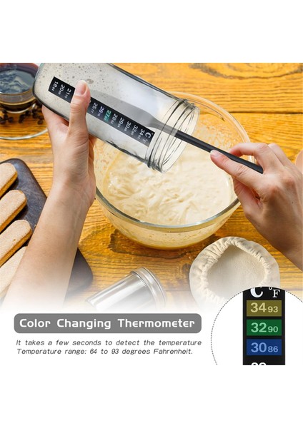 Ekşi Maya Başlangıç Kavanozu Kitleri Yedek Set, Kumaş Kapaklı, Termometre Şeritleri, 2 Spatula, 24 Oz Ekşi Maya Başlangıç Kavanozu Uyumlu (Yurt Dışından) indirimleri