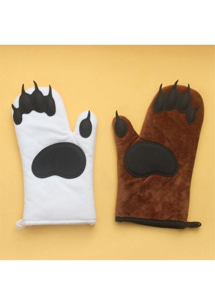 Çift Mikrodalga Eldiveni Sevimli Ayı Pençesi Fırın Yalıtım Eldiveni Mutfak Pişirme Malzemeleri Beyaz (Yurt Dışından) modelleri