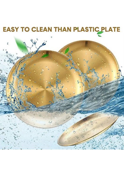 Paslanmaz Çelik Yuvarlak Tabak Kamp Yemekleri Paslanmaz Istiflenebilir Yemek Servis Tabağı 23 cm (Yurt Dışından) fırsatları