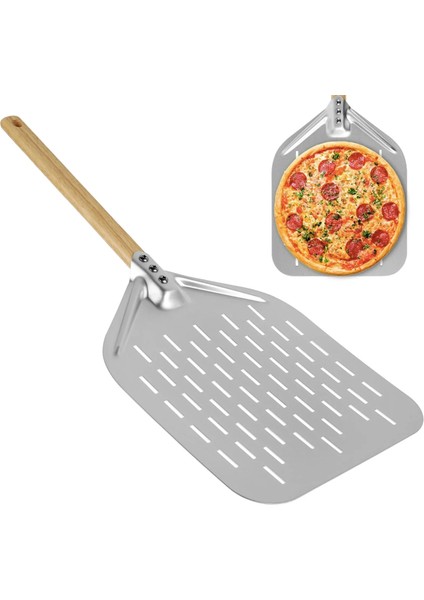 Ahşap Saplı 12 Inç Pizza Küreği, Yapışmaz Delikli Pizza Küreği, Pizza Soyma Küreği, Pişirme Aleti (Yurt Dışından) modelleri