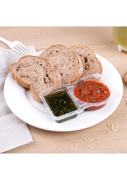 Kapaklı Çift Bölmeli Sos Kabı - 3 Oz 2 Bölmeli Atıştırmalık Kapları Yeniden Kullanılabilir Sos Kapları 15 Adet (Yurt Dışından) modelleri