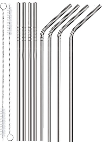 Pipetli Içecekler, 8,5 Inç Çevre Dostu Yeniden Kullanılabilir Pipetler Paslanmaz Çelik Içme Pipetleri Bardak, Seyahat Kokteyli Için (Yurt Dışından)
