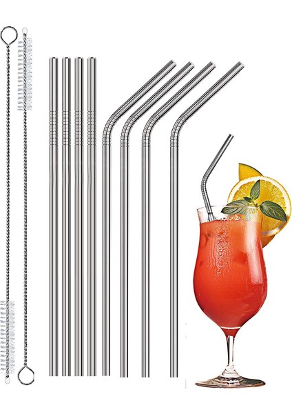 Pipetli Içecekler, 8,5 Inç Çevre Dostu Yeniden Kullanılabilir Pipetler Paslanmaz Çelik Içme Pipetleri Bardak, Seyahat Kokteyli Için (Yurt Dışından) fiyatları
