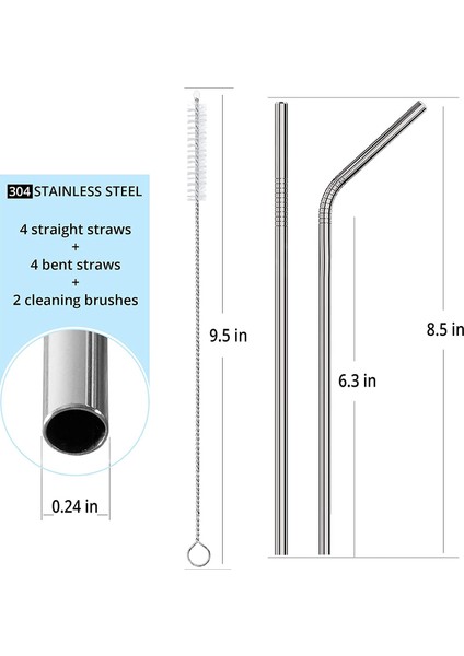 Pipetli Içecekler, 8,5 Inç Çevre Dostu Yeniden Kullanılabilir Pipetler Paslanmaz Çelik Içme Pipetleri Bardak, Seyahat Kokteyli Için (Yurt Dışından) indirimleri