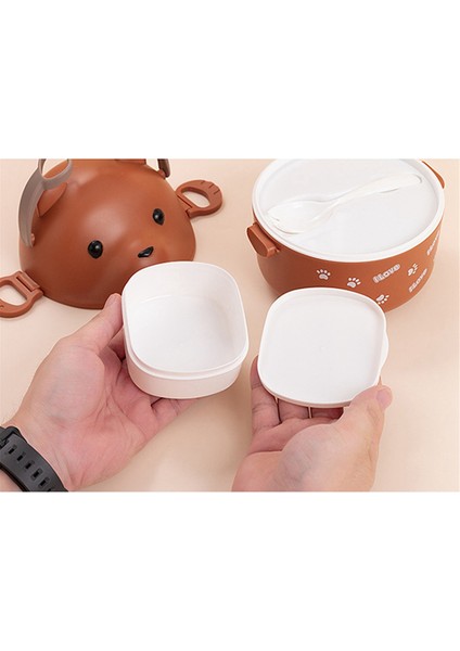 Istife Edilebilir Bento Kutusu Taşınabilir Sızdırmaz Bento Kutusu Japon Tarzı Çift Katmanlı Bento Kutusu Kahverengi (Yurt Dışından)