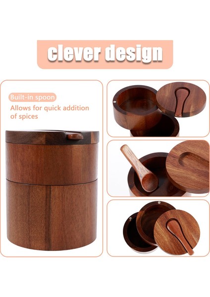 Ahşap Tuzluk, 2 Katlı Baharat Kabı, Tuz, Baharat, Ot Veya Favori Soslarınızı Saklamak Için Küçük Ahşap Kutu (Yurt Dışından) fiyatları