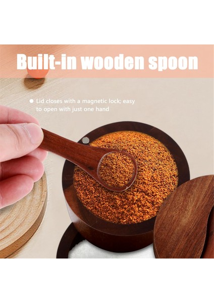 Ahşap Tuzluk, 2 Katlı Baharat Kabı, Tuz, Baharat, Ot Veya Favori Soslarınızı Saklamak Için Küçük Ahşap Kutu (Yurt Dışından) indirimleri