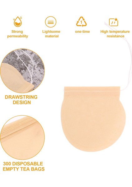 Çay Poşetleri, 300 Adet Tek Kullanımlık Boş Çay Poşeti, Çay Demliği, Bağcıklı Çay Poşetleri, Gevşek Yapraklı Bitki Çayları Için Güvenli Doğal Malzeme Çay Poşetleri, Yuvarlak Şekil (Yurt Dışından) fırsatları