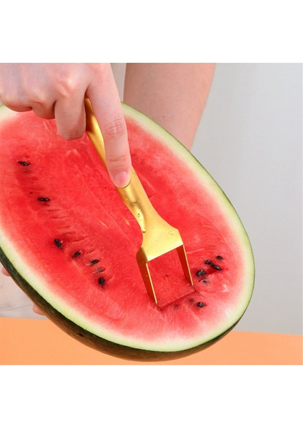2'si 1 Arada Paslanmaz Çelik Meyve Kesici, Çift Kafa Karpuz Kesici Dilimleme Aleti, Taşınabilir Kesici Çatal Kırmızı (Yurt Dışından) indirimleri