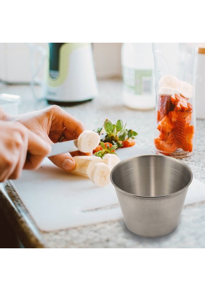 24'lü Paket Paslanmaz Çelik Sos Kapları, Ticari Sınıf Sos Kapları, Ramekin Sos Kapları ve Porsiyon Kapları (Yurt Dışından) modelleri