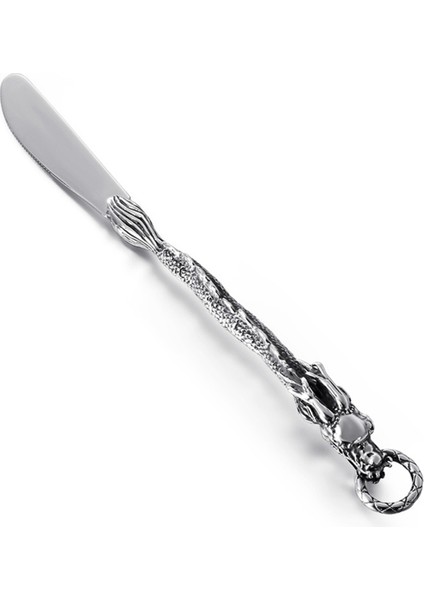 Çatal Bıçak Takımı Çin Zodyağı Ejderha Batı Tarzı Bıçak Trend Punk Rüzgar Paslanmaz Çelik Taşınabilir Sofra Takımı (Yurt Dışından)